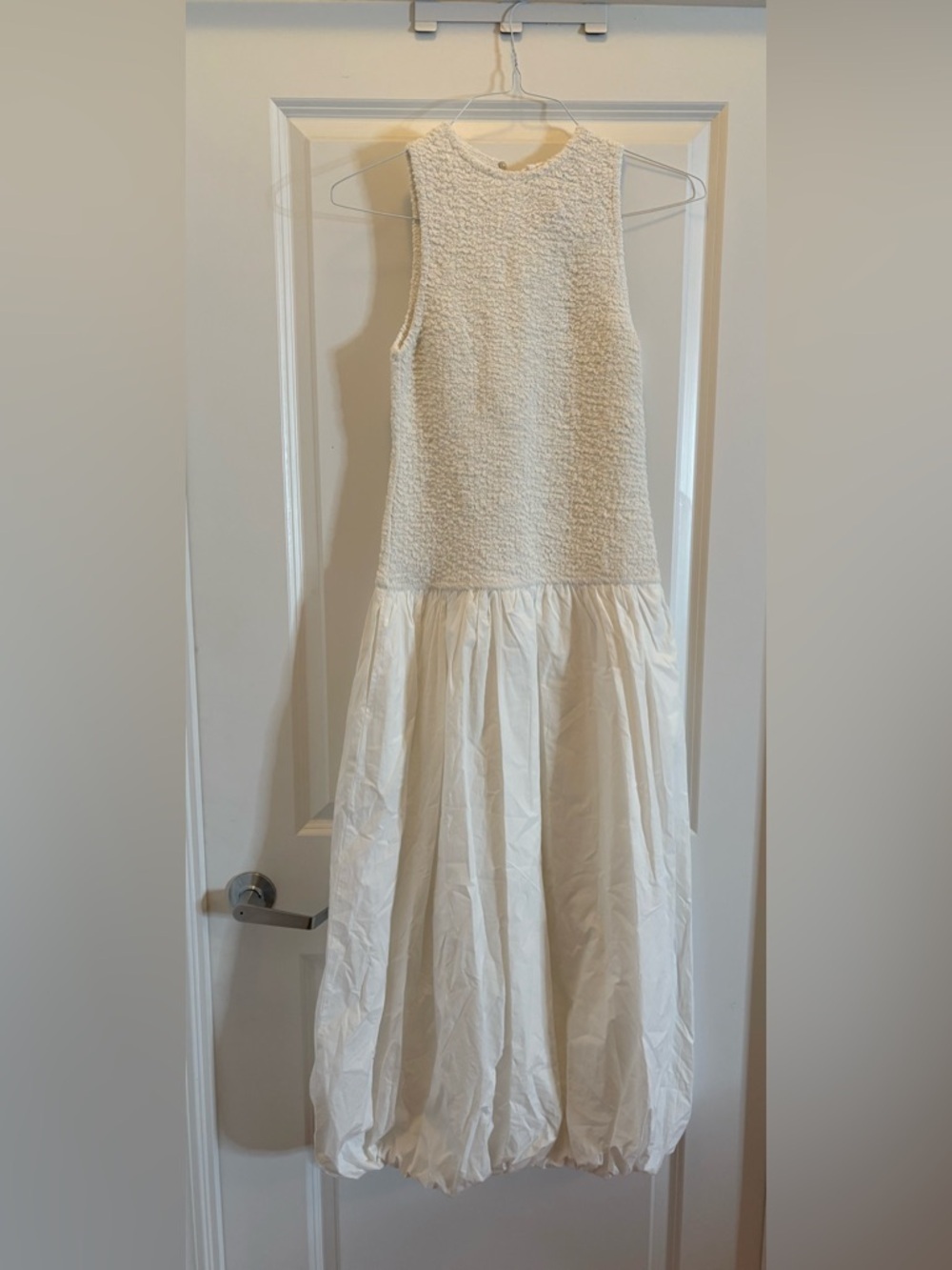 Zara White Balloon Poplin Midi Dress Sleeveless Round Neck Size Small - Picture 8 of 16